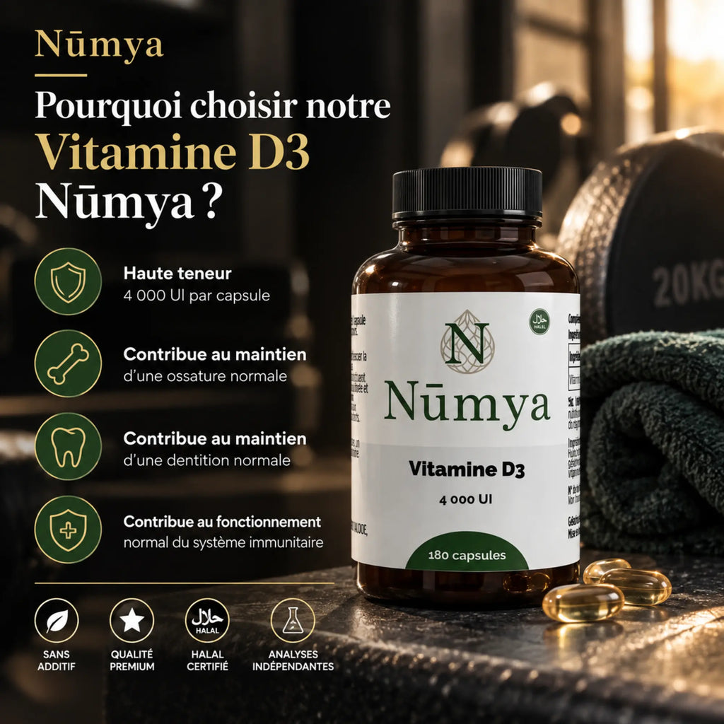 Vitamine D3 4000 UI - 180 Capsules Halal Nūmya