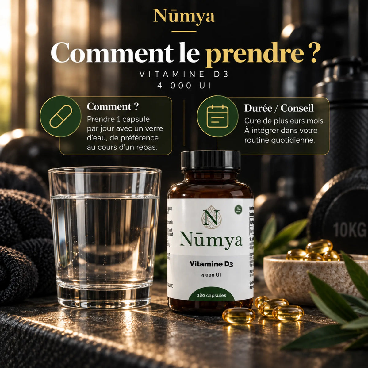Vitamine D3 4000 UI - 180 Capsules Halal Nūmya