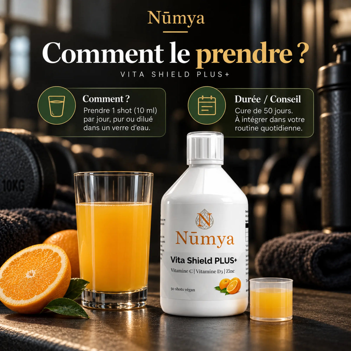 Vita Shield PLUS+ - 50 Shots Vegan Orange - 500 ml Nūmya