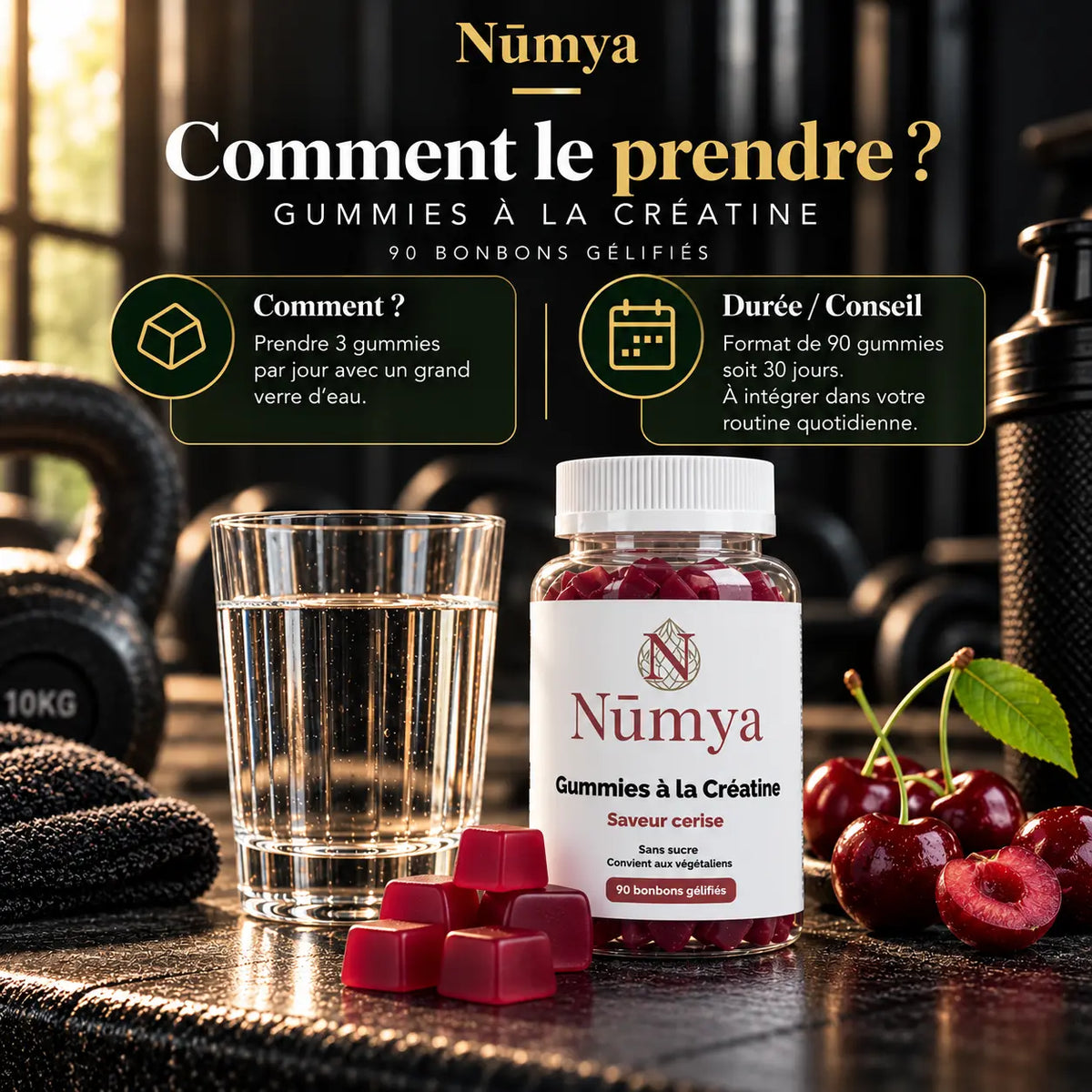 Gummies créatine cerise - 90 gummies vegan Nūmya