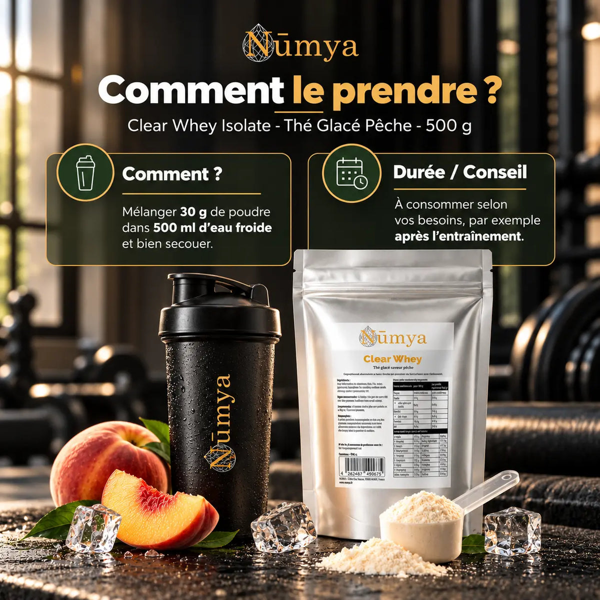 Clear Whey Isolate - Thé Glacé Pêche - 500 g Nūmya