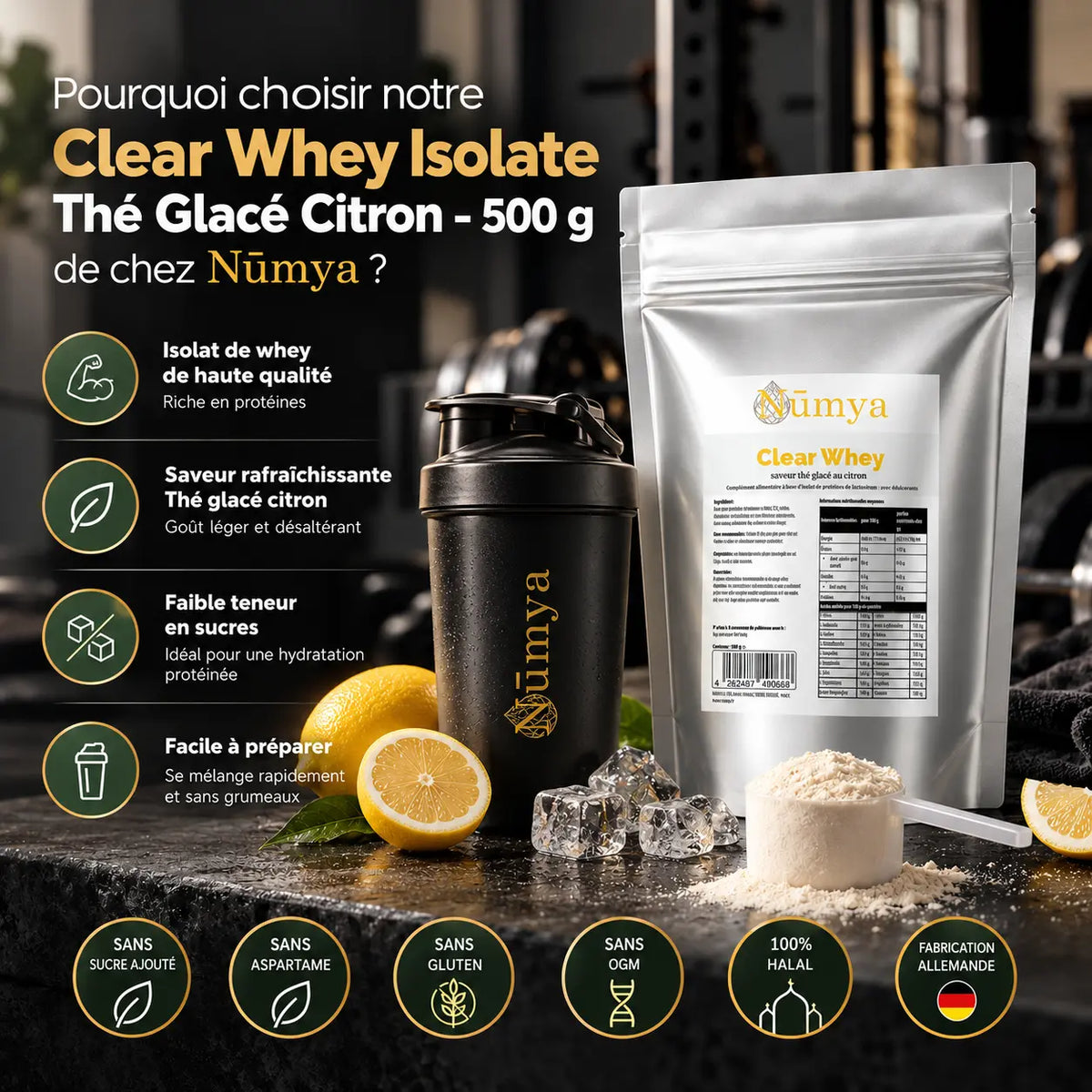 Clear Whey Isolate - Thé Glacé Citron - 500 g Nūmya