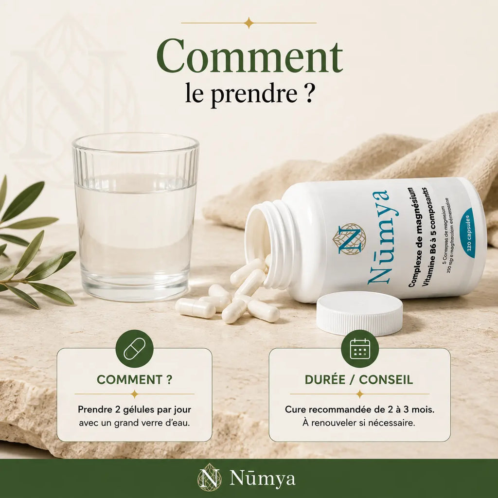 Magnésium Complexe 5x + B6 - 120 gélules vegan Nūmya