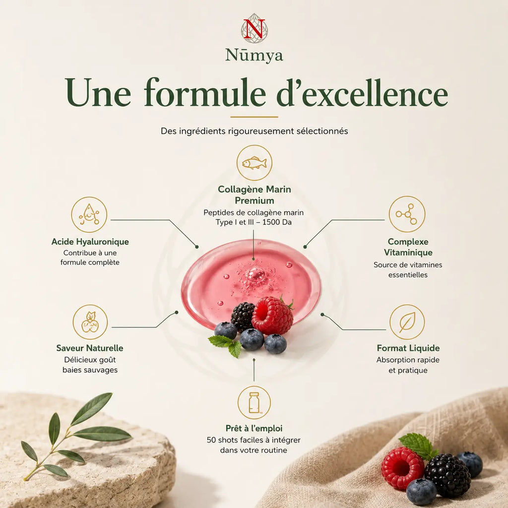 Collagène Marin Plus - 50 Shots - Baies Sauvages - 500 ml Nūmya