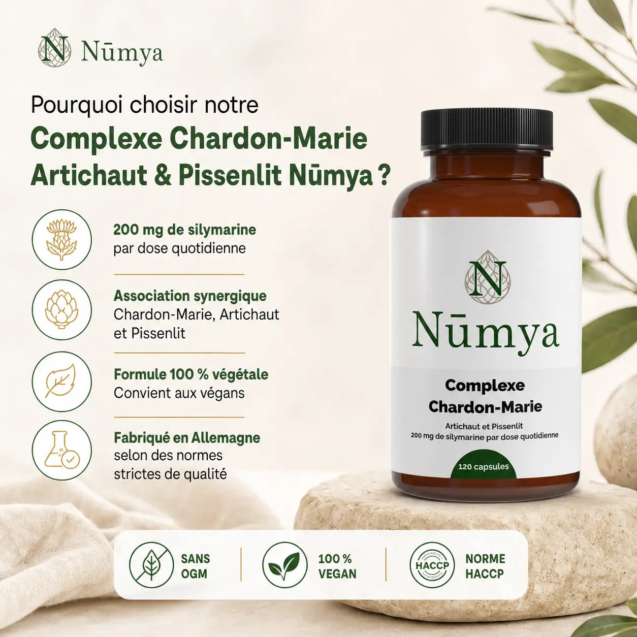 Complexe Chardon-Marie Artichaut Pissenlit - 120 gélules Nūmya