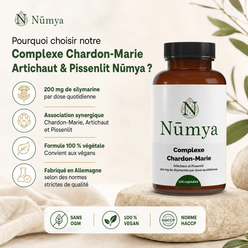Complexe Chardon-Marie Artichaut Pissenlit - 120 gélules Nūmya