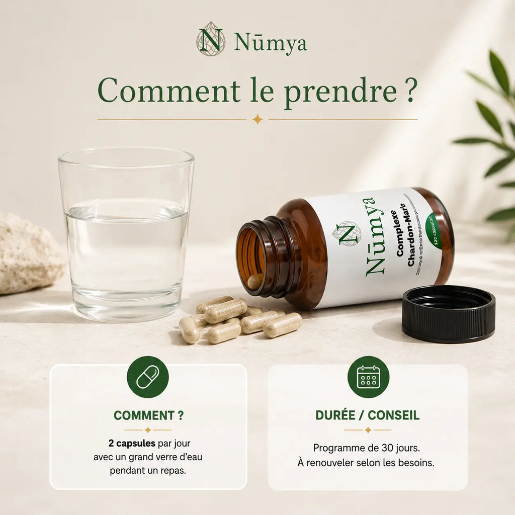 Complexe Chardon-Marie Artichaut Pissenlit - 120 gélules Nūmya