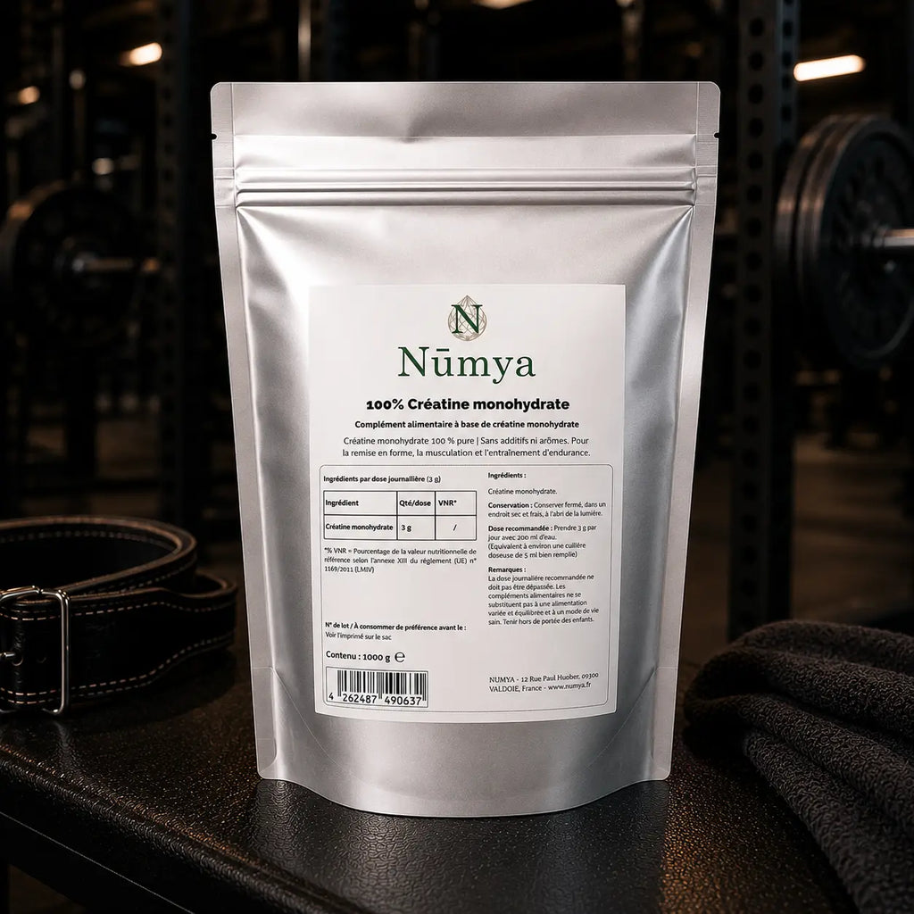 Créatine Monohydrate Micronisée 100% Pure - 1 kg Vegan Nūmya