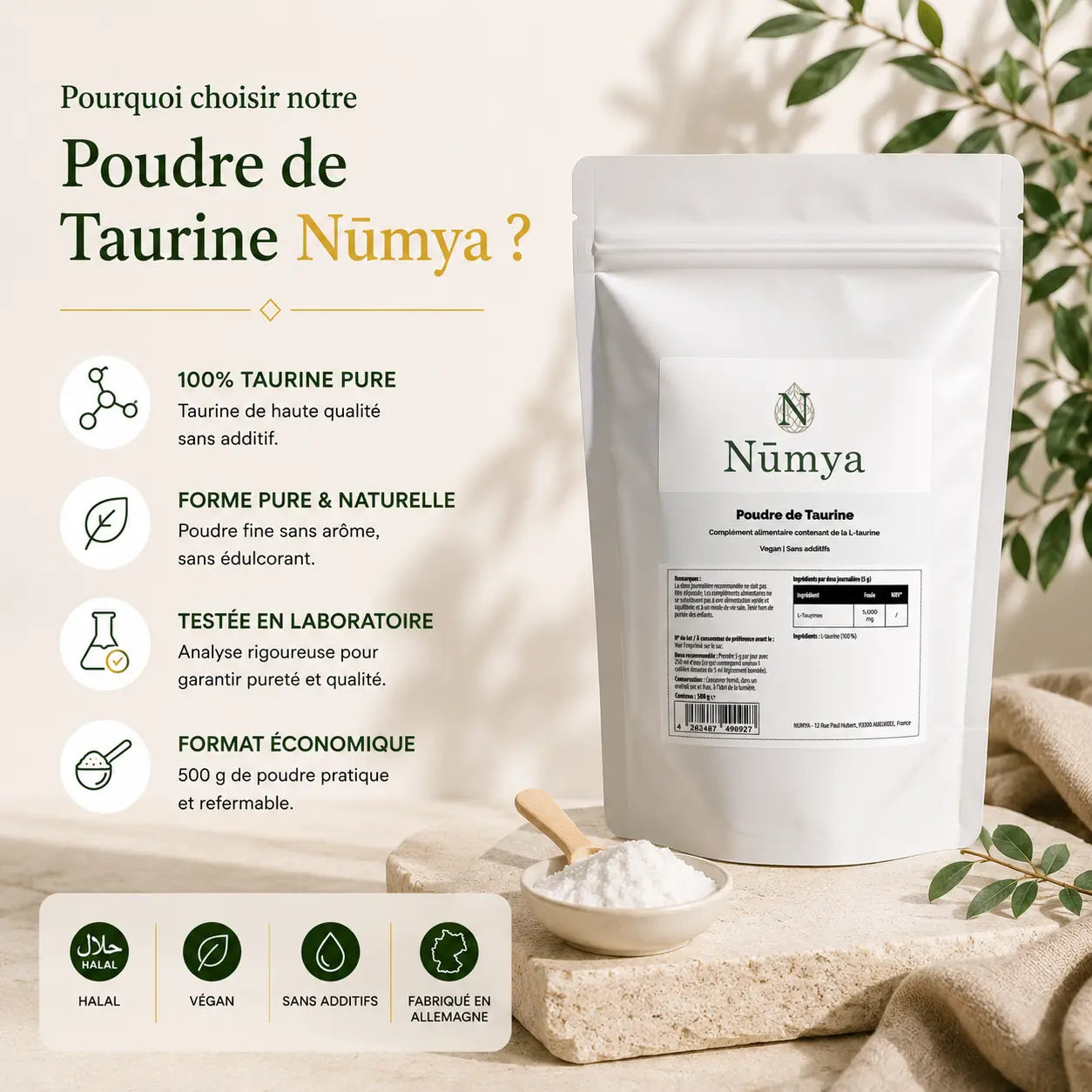 Poudre de Taurine - 500 g Doypack ChanceToBrand