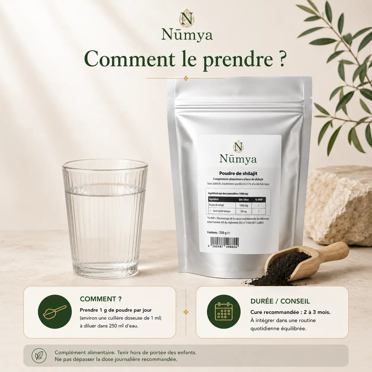 Shilajit Poudre - 5% Acide Fulvique - 250g Nūmya
