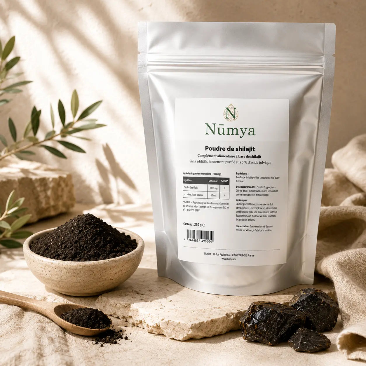 Shilajit Poudre - 5% Acide Fulvique - 250g Nūmya