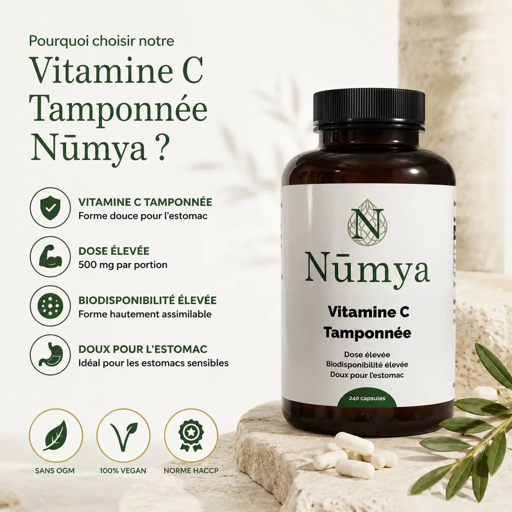 Vitamine C tamponnée 500 mg + Magnésium - 240 gélules Nūmya