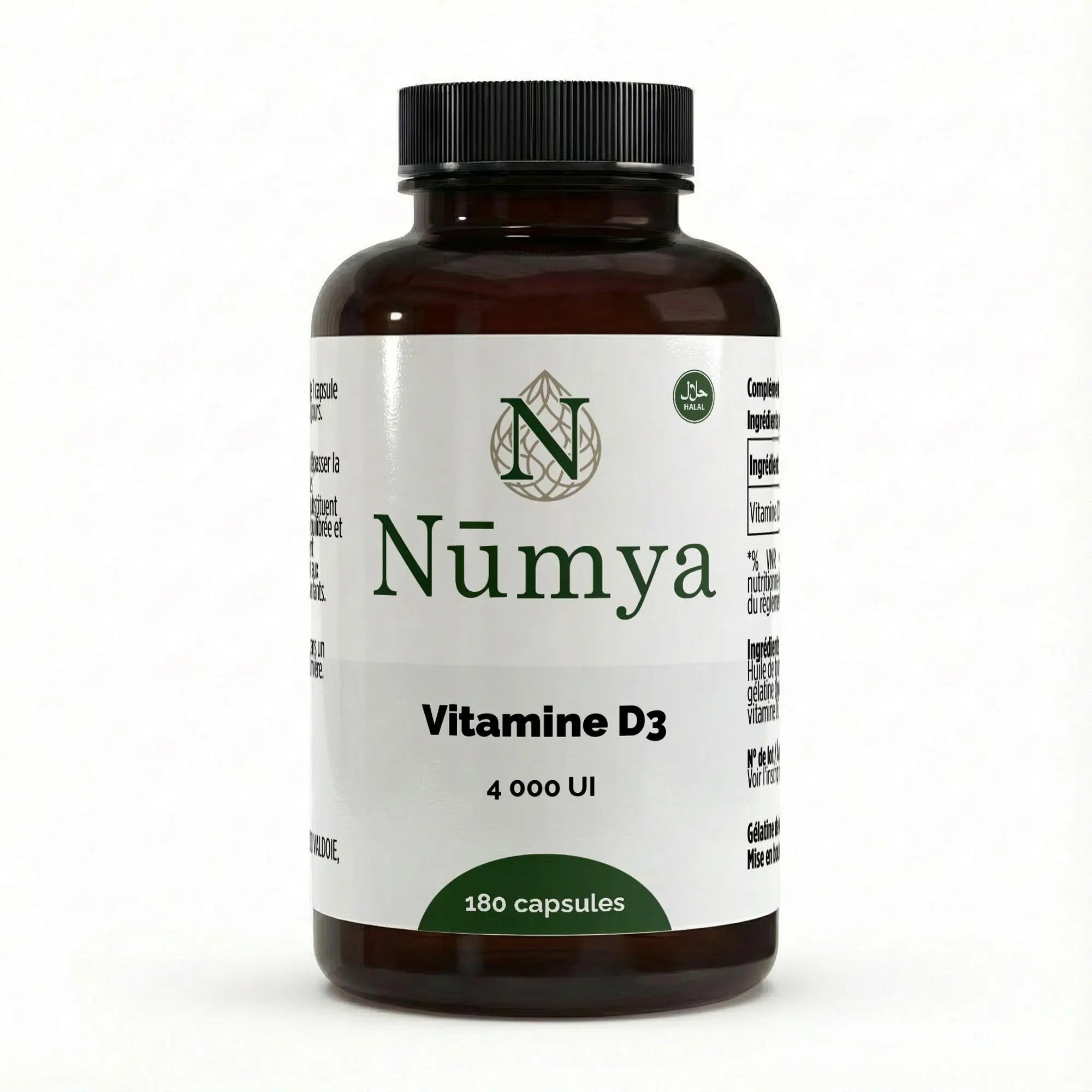 Vitamine D3 4000 UI - 180 Capsules Halal Nūmya