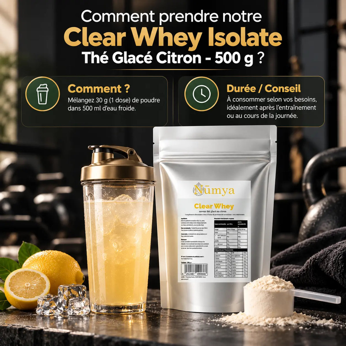 Clear Whey Isolate - Thé Glacé Citron - 500 g Nūmya