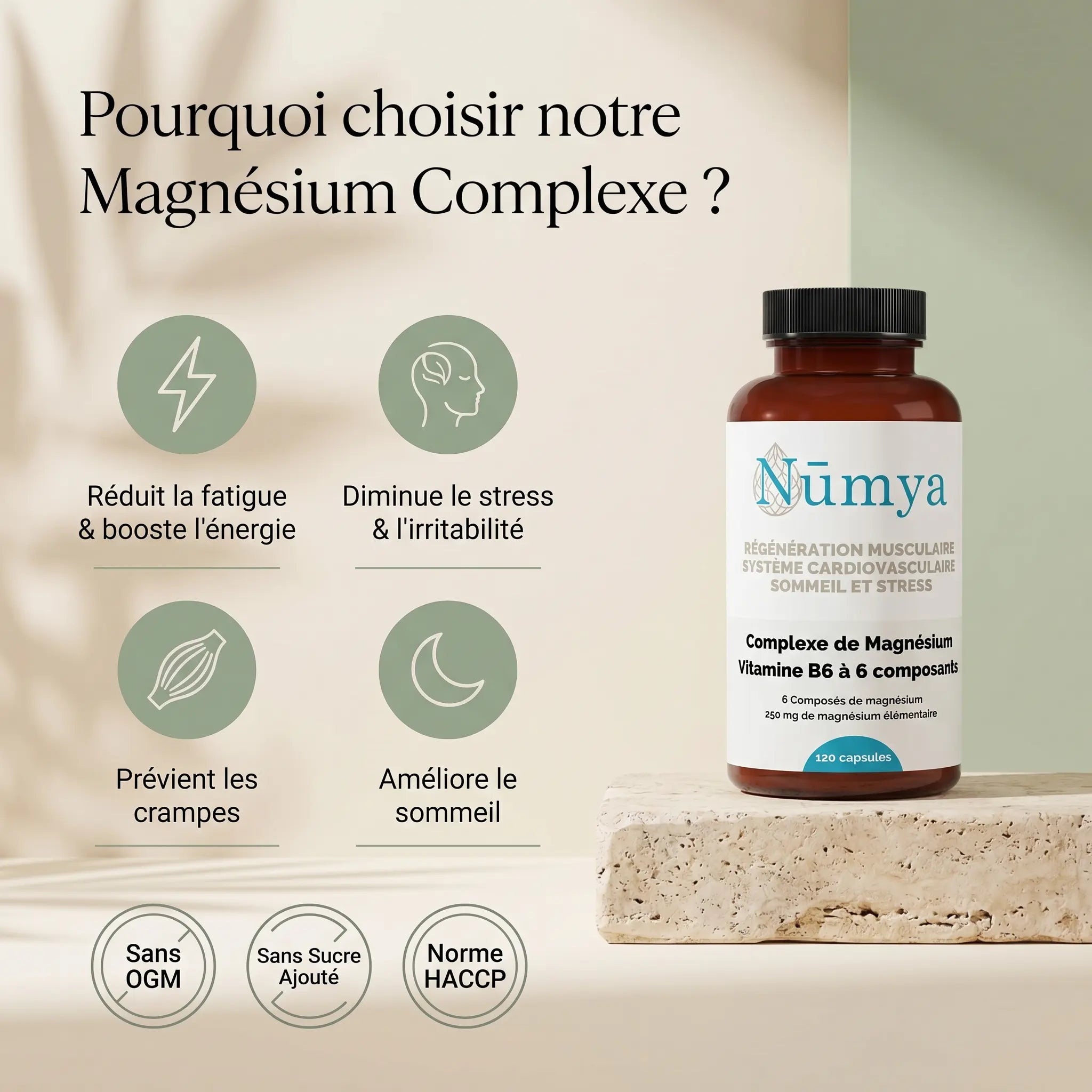 Magnésium Complexe 6x + B6 - 120 gélules vegan ChanceToBrand