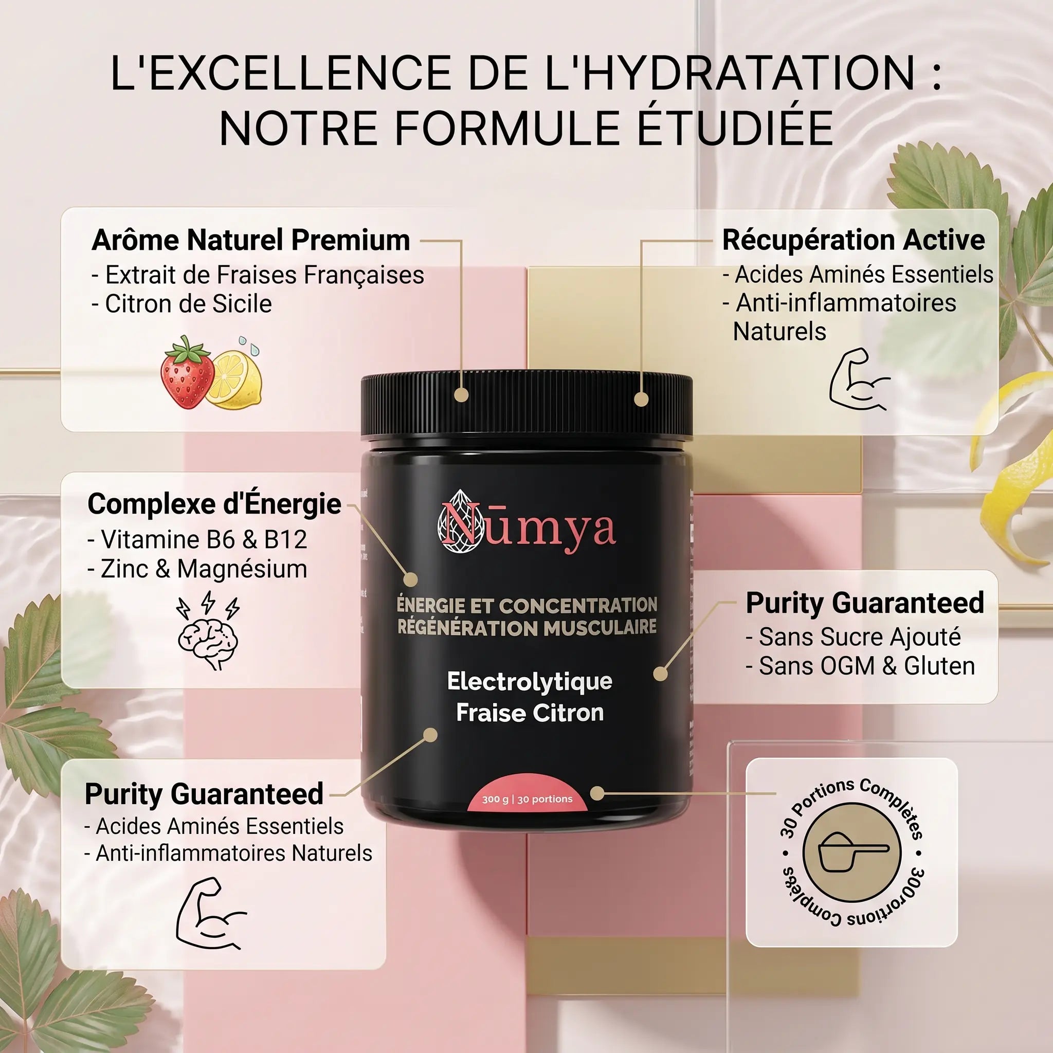 Électrolytes en Poudre Fraise Citron - 300 g ChanceToBrand