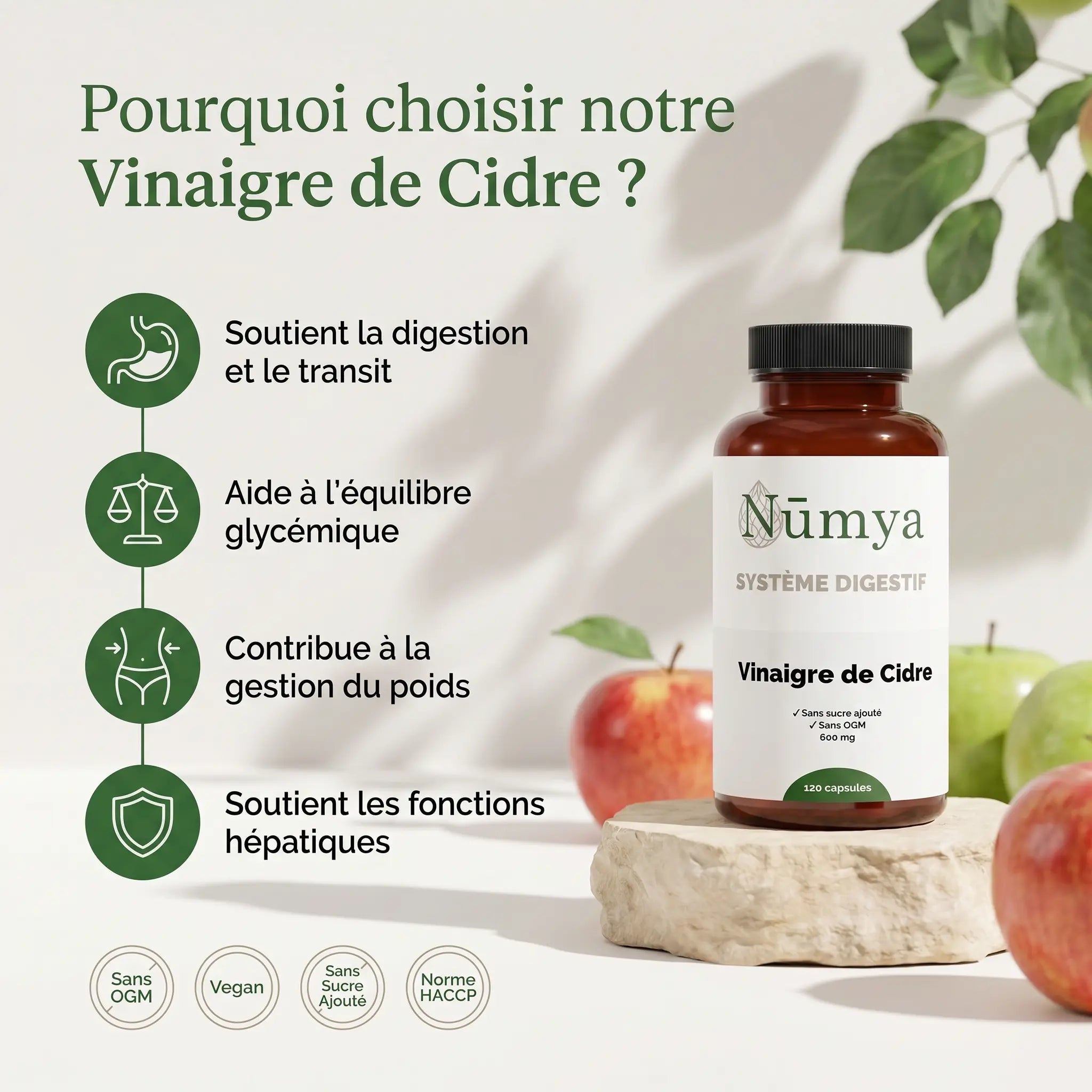 Extrait de Vinaigre de Cidre (600 mg/gélule) - 120 gélules vegan ChanceToBrand