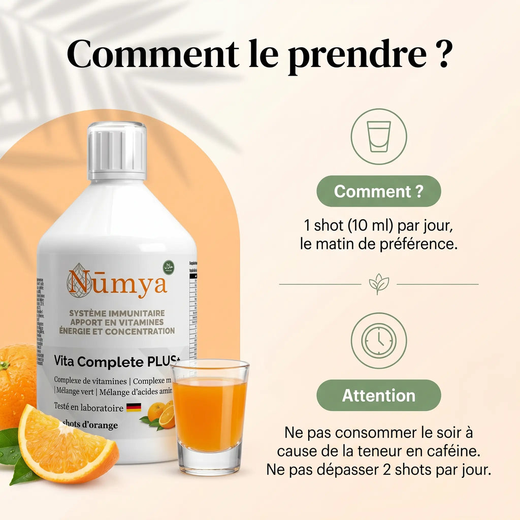 Vita Complete PLUS+ 50 Shots vegan - Orange Fraîche - 500 ml - Certifié halal ChanceToBrand