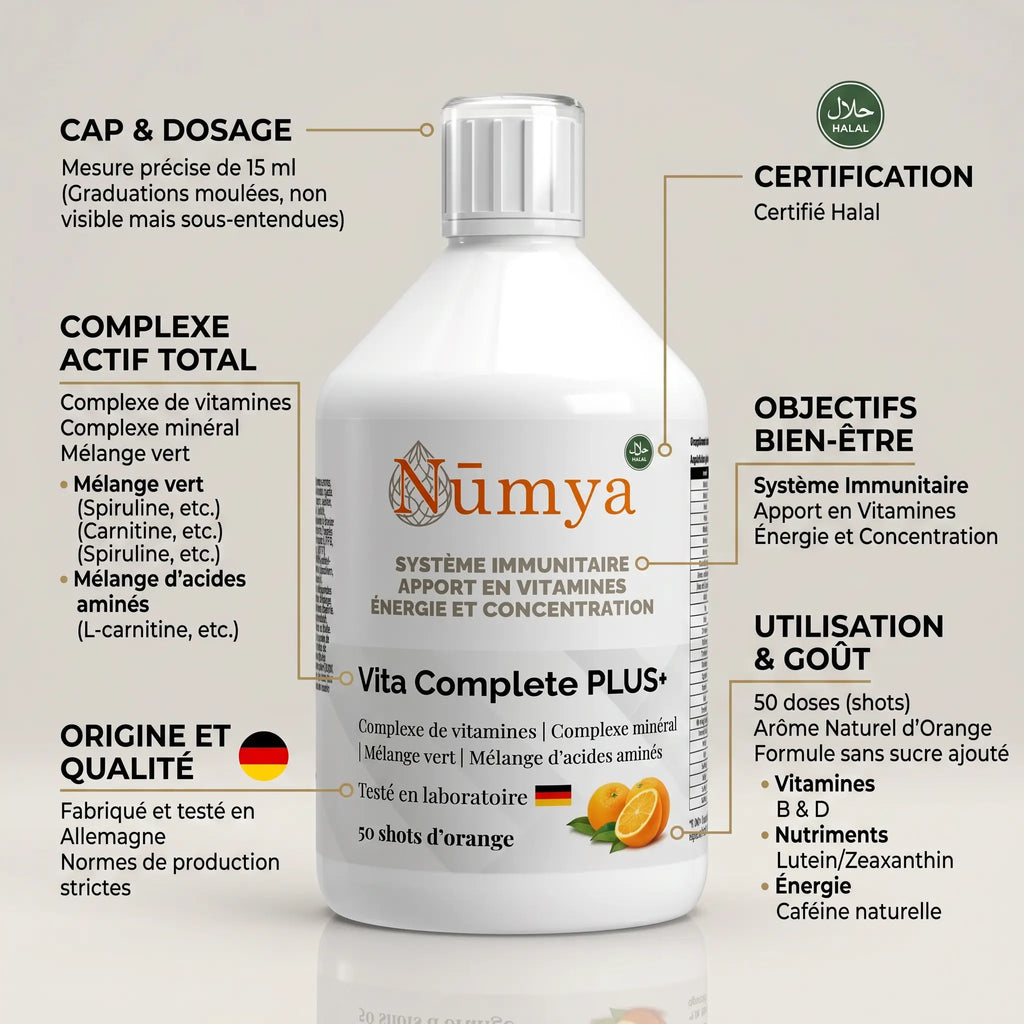 Vita Complete PLUS+ 50 Shots vegan - Orange Fraîche - 500 ml - Certifié halal ChanceToBrand