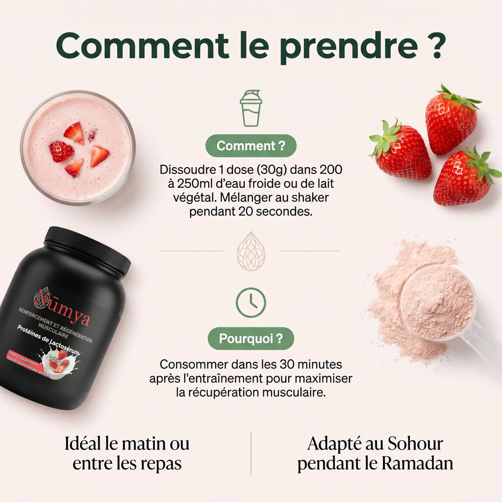 Protéines de lactosérum premium à la Fraise - 1 000g